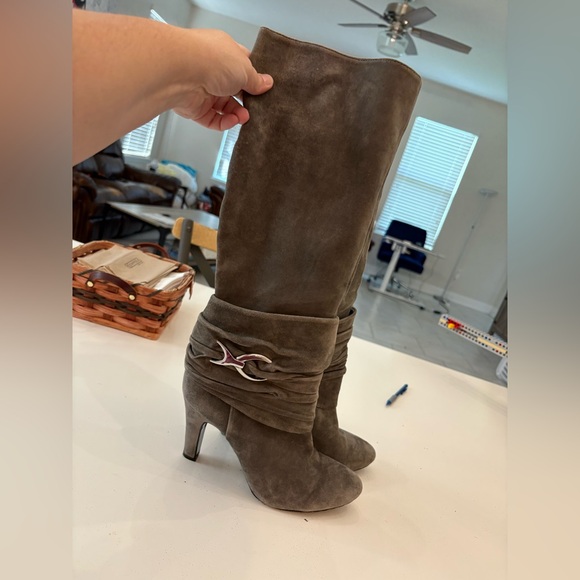 ANTONIO MELANI Suede Gray Knee High Boots - flawed - Picture 1 of 9